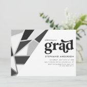 Geometrische Graduierungspartei für Schwarz und Si Einladung (Stehend Vorderseite)