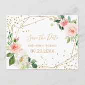 Geometrische Green & Gold-Save the Date-Karte Postkarte (Vorderseite)