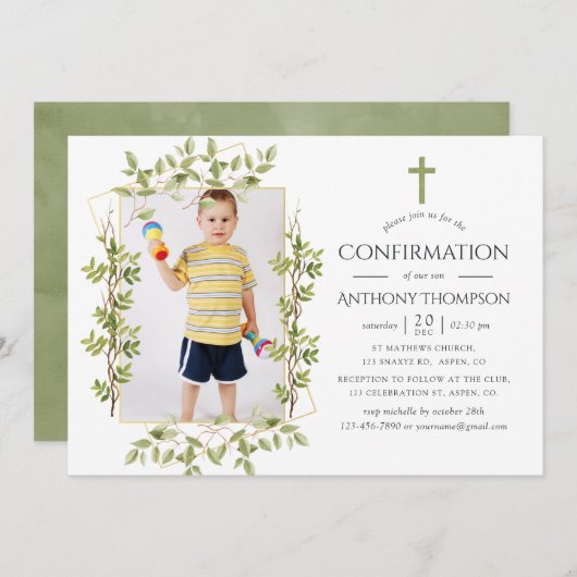 Geometrische Grünbestätigung Einladung (Vorne/Hinten)