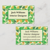 Geometrische, grüne Blumenmuster aus der Mitte des Visitenkarte (Vorne/Hinten)