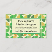 Geometrische, grüne Blumenmuster aus der Mitte des Visitenkarte (Rückseite)