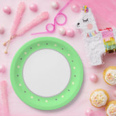 Geometrische grüne Creme Grau Polka Dots Pappteller (Party)