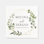 Geometrische grüne Eukalyptus-Blätter Wedding Napk Serviette (Vorderseite)