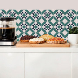 Geometrische grüne Fliesenboden-Inspiration Fliese