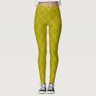 Geometrische grüne Oliven Art Deco Leggings