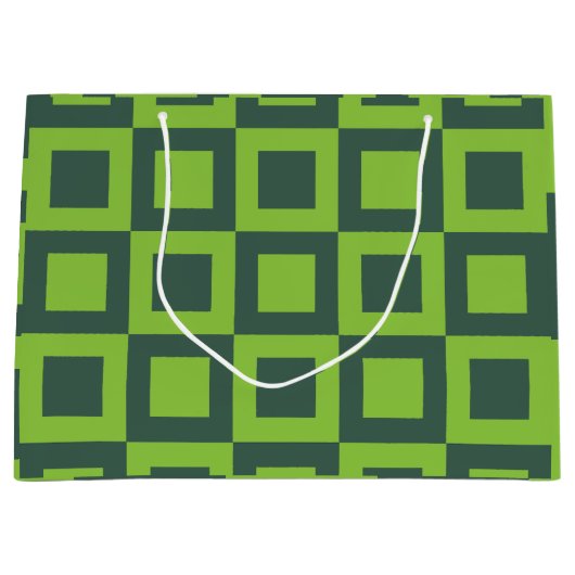 Geometrische grüne Quadrate Große Geschenktüte (Vorderseite)