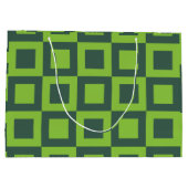 Geometrische grüne Quadrate Große Geschenktüte (Rückseite)