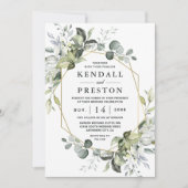 Geometrische Grünpflanzen Moderne Gold Sukkulente  Einladung (Vorderseite)