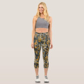 Geometrische Harmonie: Abstraktes Blau- und Goldmu Capri Leggings (Vorderseite)