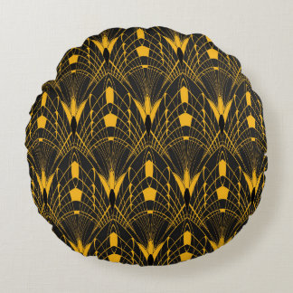 Geometrische Harmonie: Design digitaler Ornamente Rundes Kissen