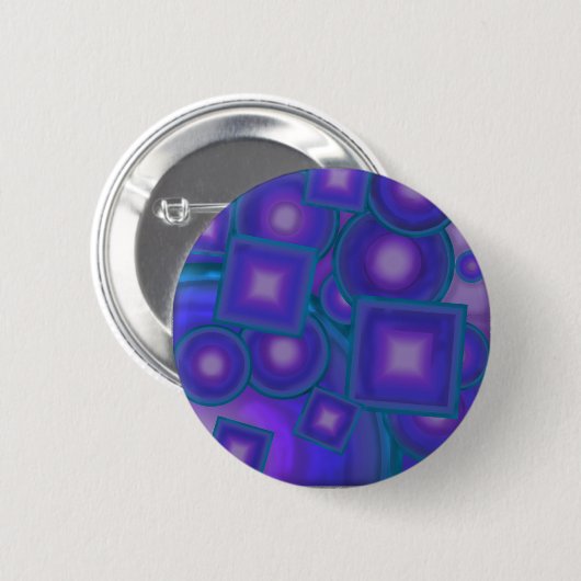 Geometrische Harmonie in Blues und Purples Button (Vorne & Hinten)