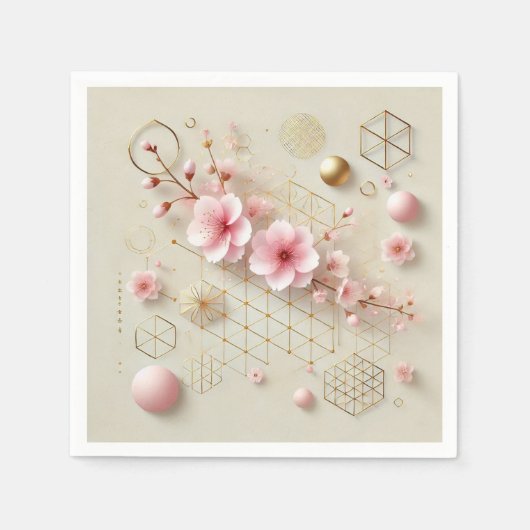 Geometrische Harmonie Sakura Serviette (Vorderseite)