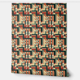 Geometrische Herbstfarben im Jugendstil Tapete