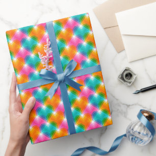 Geometrische Herzen in psychedelischen Farben (1) Geschenkpapier