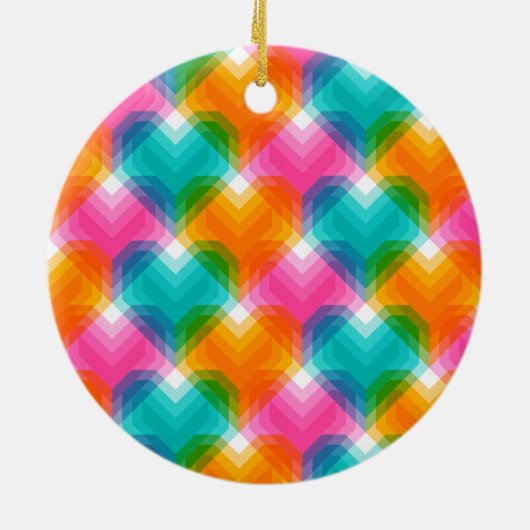 Geometrische Herzen in psychedelischen Farben (1) Keramik Ornament (Hinten)