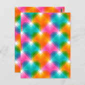 Geometrische Herzen in psychedelischen Farben (1) Postkarte (Vorne/Hinten)