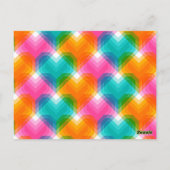Geometrische Herzen in psychedelischen Farben (1) Postkarte (Rückseite)