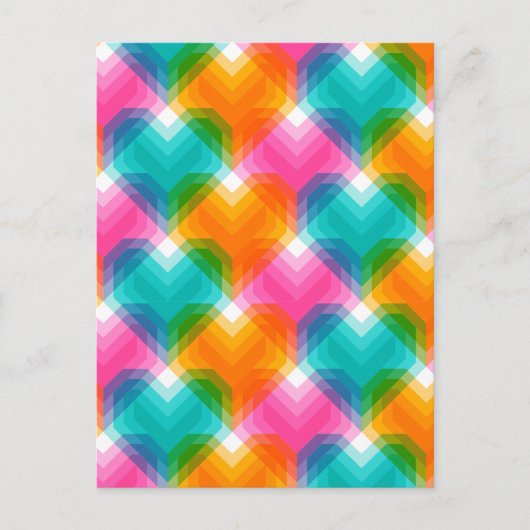 Geometrische Herzen in psychedelischen Farben (1) Postkarte (Vorderseite)