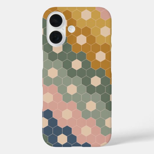 Geometrische Hexagon-Blumenformen Erdgrün rosa Case-Mate iPhone Hülle (Rückseite)