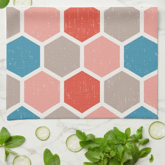 Geometrische Hexagon-Formen Geschirrtuch (Gefaltet)