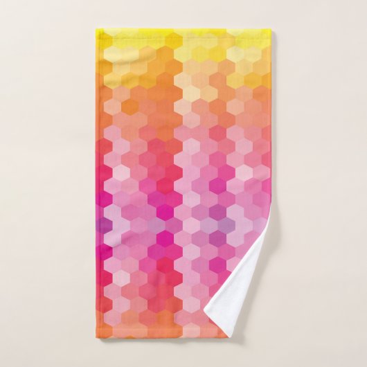 Geometrische Hexagon-Formen rosa gelb Badhandtuch Set (Handtuch)