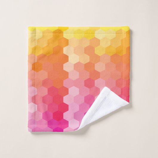 Geometrische Hexagon-Formen rosa gelb Badhandtuch Set (Waschlappen)