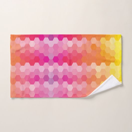 Geometrische Hexagon-Formen rosa gelb Badhandtuch Set (Handtuch)