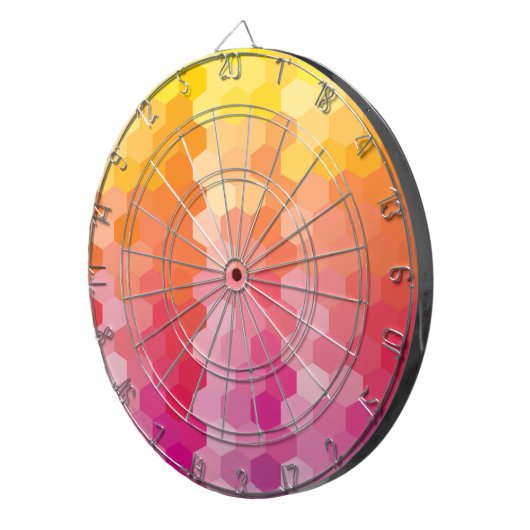 Geometrische Hexagon-Formen rosa gelb Dartscheibe (Vorderseite rechts)