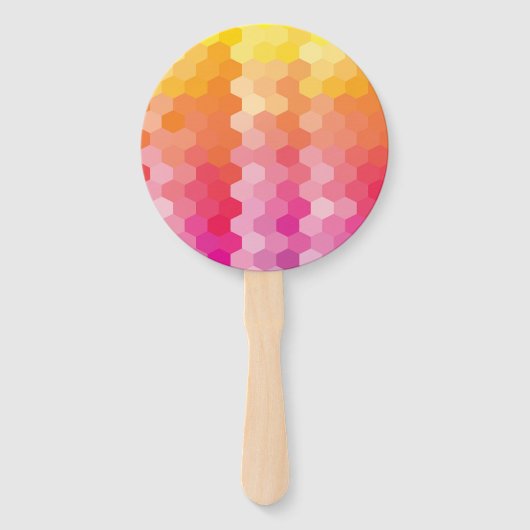 Geometrische Hexagon-Formen rosa gelb Fächer (Vorderseite)