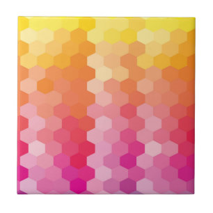 Geometrische Hexagon-Formen rosa gelb Fliese