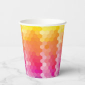 Geometrische Hexagon-Formen rosa gelb Pappbecher (Rückseite)