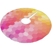 Geometrische Hexagon-Formen rosa gelb Polyester Weihnachtsbaumdecke (Schrägansicht)