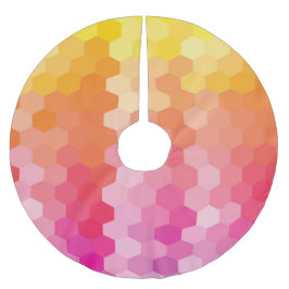 Geometrische Hexagon-Formen rosa gelb Polyester Weihnachtsbaumdecke