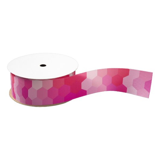 Geometrische Hexagon-Formen rosa gelb Ripsband (Spule)