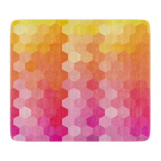 Geometrische Hexagon-Formen rosa gelb Schneidebrett (Vorderseite)