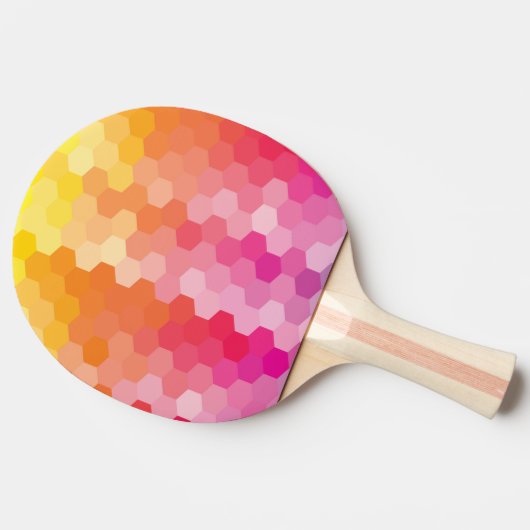 Geometrische Hexagon-Formen rosa gelb Tischtennis Schläger (Seitenansicht)