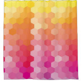 Geometrische Hexagon-Formen Rosa und Gelb-Farbstof Duschvorhang (Vorderseite)