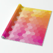 Geometrische Hexagon-Formen Rosa und Gelb-Farbstof Geschenkpapier (Ungerollt)