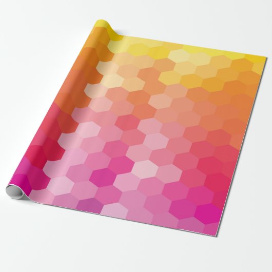 Geometrische Hexagon-Formen Rosa und Gelb-Farbstof Geschenkpapier (Ungerollt)