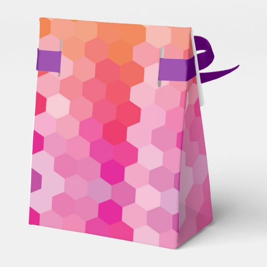 Geometrische Hexagon-Formen Rosa und Gelb-Farbstof Geschenkschachtel (Rückseite)