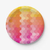 Geometrische Hexagon-Teller, rosa und gelb Pappteller (Vorderseite)
