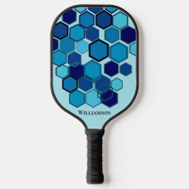 Geometrische Hexen Grafisches Monogramm Blue Carbo Pickleball Schläger