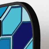 Geometrische Hexen Grafisches Monogramm Blue Carbo Pickleball Schläger (Linke Seite)