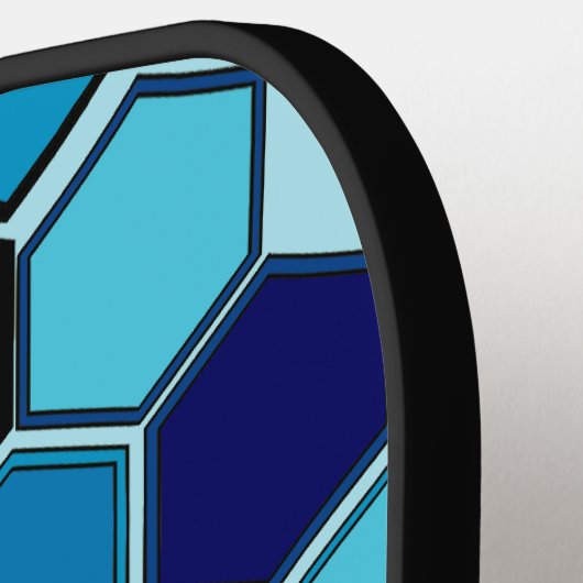 Geometrische Hexen Grafisches Monogramm Blue Carbo Pickleball Schläger (Linke Seite)