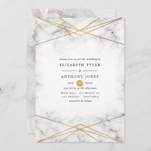 Geometrische Hochzeit aus Gold Marble Einladung