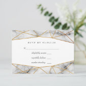 Geometrische Hochzeit aus Gold Marble RSVP Karte (Stehend Vorderseite)