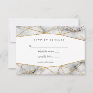Geometrische Hochzeit aus Gold Marble RSVP Karte
