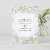 Geometrische Hochzeit aus Gold Marble Save The Date (Stehend Vorderseite)