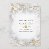 Geometrische Hochzeit aus Gold Marble Save The Date (Vorne/Hinten)