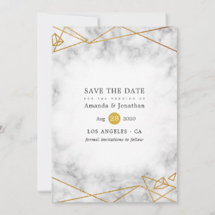 Geometrische Hochzeit aus Gold Marble Save The Date